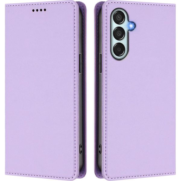 Custodia In Pelle Per Samsung Galaxy M34 5G, Flip Case Magnetico In Finto Cuoio Con Supporto Viola Chiaro-image