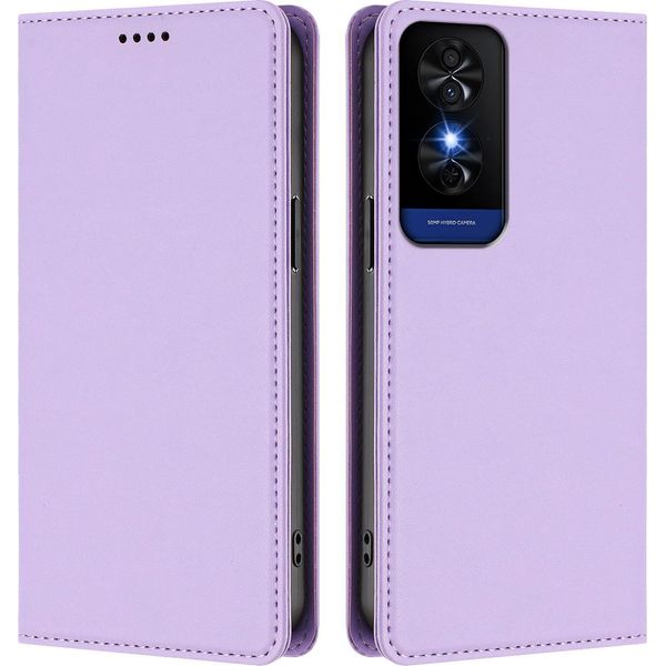 Custodia Per Cellulare Per Tcl 50 5G/TCL 50 Xe/Tcl 50 Xe Nxtpaper, Custodia Magnetica Antiurto Flip Cover In Finto Cuoio Con Supporto Viola-image