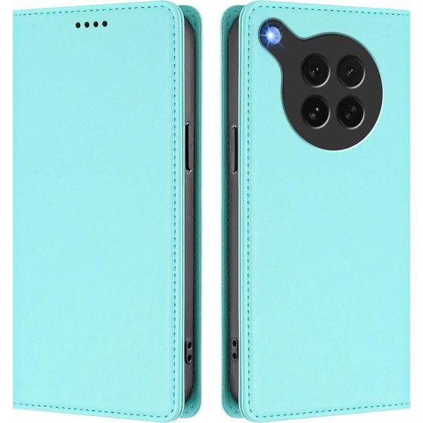 Custodia Per Oppo Find X8S, Flip Cover In Finto Cuoio Antiurto Magnetica Con Supporto Turchese-image