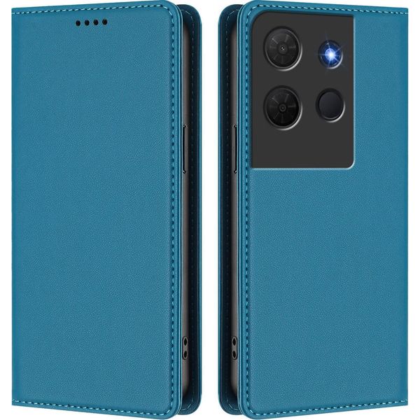Custodia Per Telefono Cellulare Per Tcl 503, Flip Cover In Finto Cuoio Antiurto Magnetica Con Supporto Blu-image