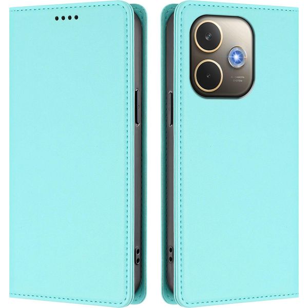 Custodia Per Oppo A5 Pro 4G/A5 Pro 5G, Flip Cover In Finto Cuoio Antiurto Magnetica Con Supporto Turchese-image