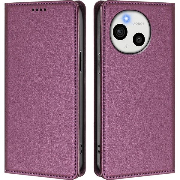 Custodia Per Telefono Cellulare Per Sharp Aquos Sense9 Plus, Custodia Magnetica Antiurto In Finto Cuoio Flip Cover Con Supporto Viola-image