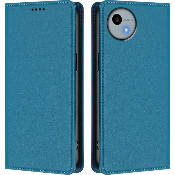 Custodia In Pelle Per Sharp Aquos Wish4, Custodia Flip Magnetica In Finto Cuoio Con Supporto Lake Blu-image