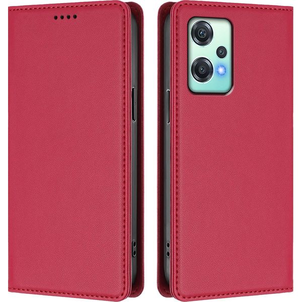Custodia In Pelle Per Oneplus Nord Ce 2 Lite 5G/Nord 2 Lite, Custodia Magnetica In Finto Cuoio Con Supporto Rosso-image