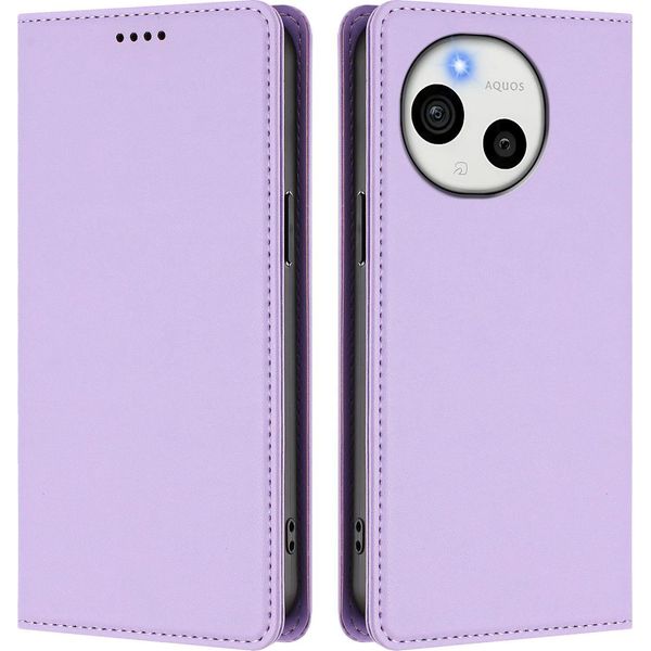 Custodia In Pelle Per Sharp Aquos Sense9, Custodia Magnetica In Finto Cuoio Con Supporto Viola Chiaro-image
