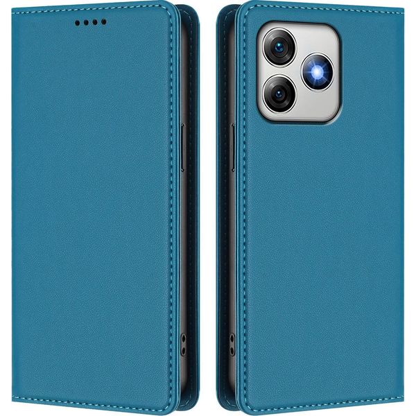 Custodia In Pelle Per Ulefone Note 18 Pro / Note 18 Ultra, Custodia Flip Magnetica In Finto Cuoio Con Supporto Lake Blu-image