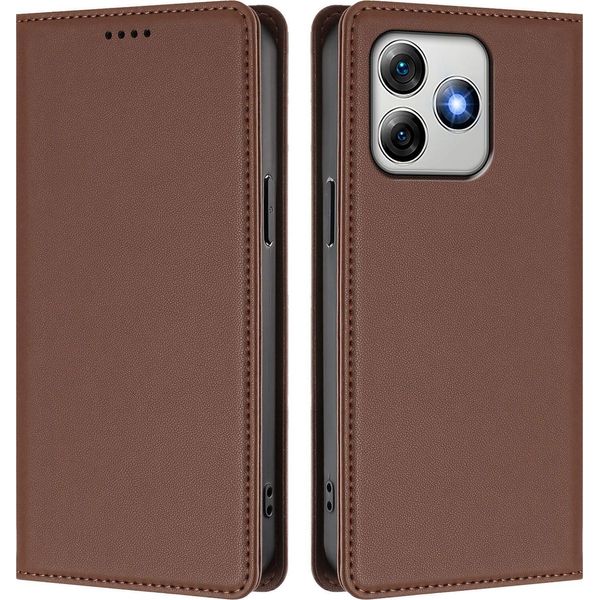 Custodia Per Telefono Cellulare Per Ulefone Note 18 Pro /Note 18 Ultra, Flip Cover In Finto Cuoio Antiurto Magnetica Con Supporto Marrone-image
