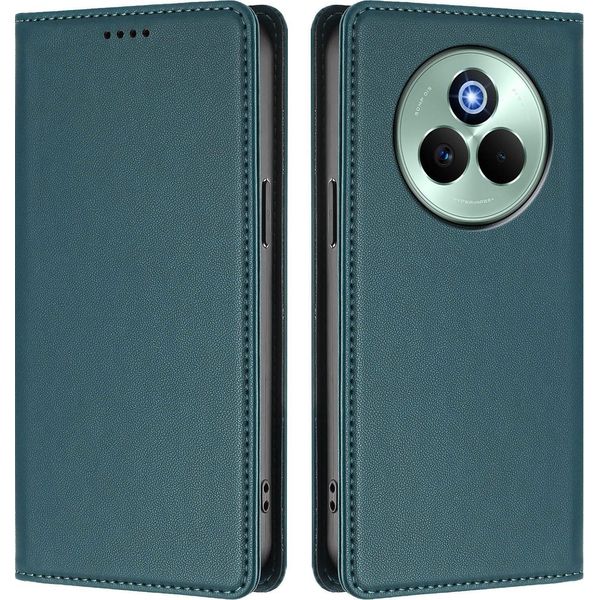 Custodia Per Telefono Cellulare Per Realme P3 Pro, Flip Cover In Finto Cuoio Antiurto Magnetica Con Supporto Verde-image