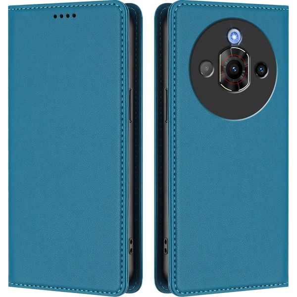 Custodia Per Telefono Cellulare Per Zte Nubia Focus Pro 5G, Custodia Magnetica Antiurto In Finto Cuoio Flip Cover Con Supporto Blu-image