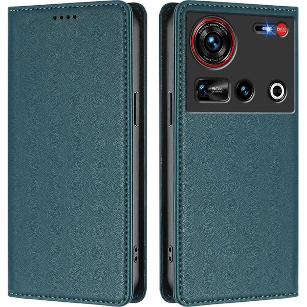 Custodia In Pelle Per Zte Nubia Z70 Ultra/Z70S Ultra, Custodia Flip Magnetica In Finto Cuoio Con Supporto Verde-image