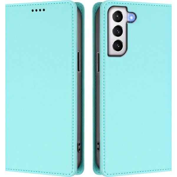 Custodia In Pelle Per Samsung Galaxy S21 5G, Flip Case Magnetico In Finto Cuoio Con Supporto Verde Menta-image