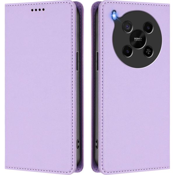 Custodia Per Telefono Cellulare Per Zte Blade V70 Max/Nubia V70 Max,Poliuretanoleather Flip Cover Custodia Magnetica Antiurto Con Supporto Viola-image