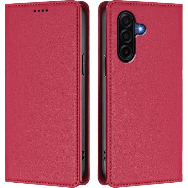 Custodia In Pelle Per Samsung Galaxy A57, Flip Case Magnetico In Finto Cuoio Con Supporto Rosso-image