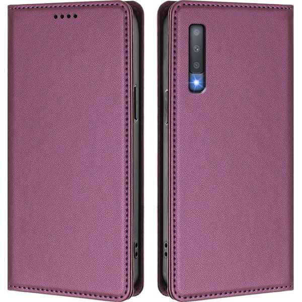 Custodia Per Cellulare Per Samsung Galaxy A7 2018,Poliuretanopelle Flip Cover Antiurto Magnetica Con Supporto Viola-image