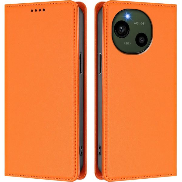 Custodia Per Sharp Aquos R9, Custodia Magnetica Antiurto Con Supporto In Finto Cuoio Flip Cover Arancione-image