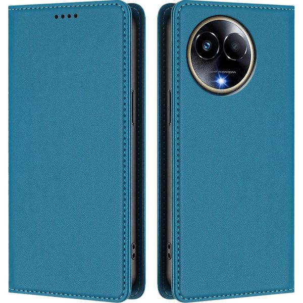 Custodia In Pelle Per Realme 11 5G, Flip Case Magnetico In Finto Cuoio Con Supporto Lake Blu-image