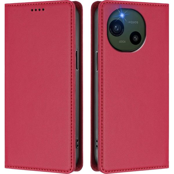 Custodia Per Telefono Cellulare Per Sharp Aquos R10, Custodia Magnetica Antiurto Con Supporto In Finto Cuoio Flip Cover Rosso-image