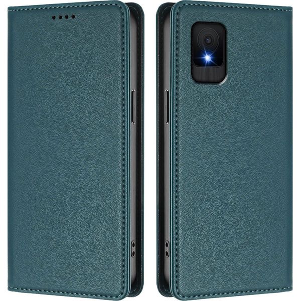 Custodia Per Telefono Cellulare Per Tcl 502, Custodia Magnetica Antiurto Con Supporto In Finto Cuoio Flip Cover Verde-image