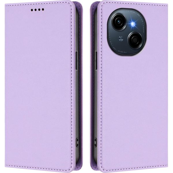 Custodia In Pelle Per Tecno Spark Go 1 /Go 1S/Pop 9 4G, Custodia Flip Magnetica In Finto Cuoio Con Supporto Viola Chiaro-image