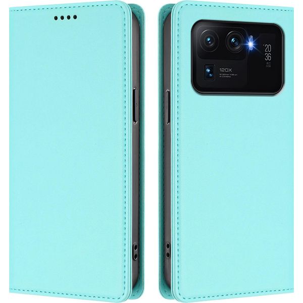 Custodia In Pelle Per Xiaomi Mi 11 Ultra, Flip Case Magnetico In Finto Cuoio Con Supporto Verde Menta-image