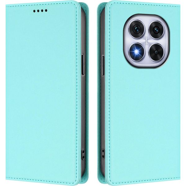 Custodia In Pelle Per Xiaomi Poco X7/Redmi Note 14 Pro 5G/14 Pro+ 5G, Custodia Flip Magnetica In Finto Cuoio Con Supporto Verde Menta-image