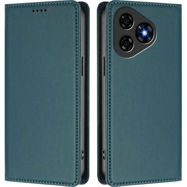 Custodia In Pelle Per Ulefone Note 19, Flip Case Magnetico In Finto Cuoio Con Supporto Verde-image