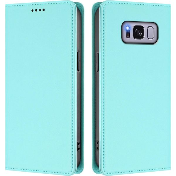 Custodia Per Telefono Cellulare Per Samsung Galaxy S8 Plus,Poliuretanopelle Flip Cover Antiurto Magnetico Con Supporto Turchese-image