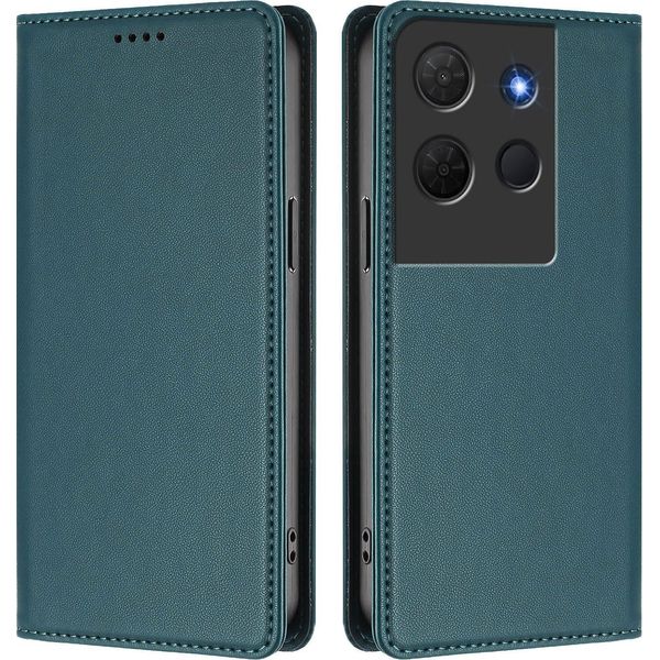 Custodia Per Telefono Cellulare Per Tcl 503, Flip Cover In Finto Cuoio Antiurto Magnetica Con Supporto Verde-image