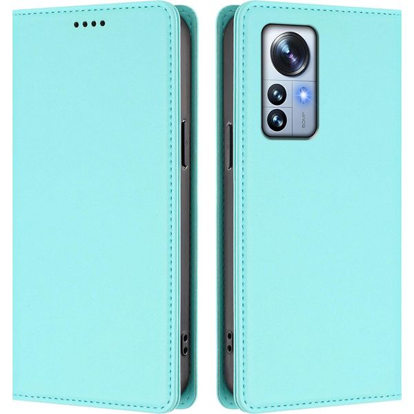 Custodia Per Xiaomi 12 Pro / 12S Pro, Flip Cover In Finto Cuoio Antiurto Magnetica Con Supporto Turchese-image