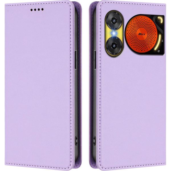 Custodia Per Telefono Cellulare Per Zte Nubia Music 2, Custodia Magnetica Antiurto Con Supporto In Finto Cuoio Flip Cover Viola-image