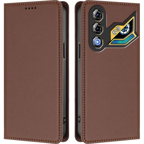 Custodia Per Telefono Cellulare Per Zte Nubia Neo 3 Gt, Flip Cover In Finto Cuoio Antiurto Custodia Magnetica Con Supporto Marrone-image