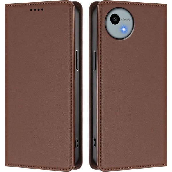 Custodia Per Telefono Cellulare Per Sharp Aquos Wish4, Custodia Magnetica Antiurto Con Supporto In Finto Cuoio Flip Cover Marrone-image