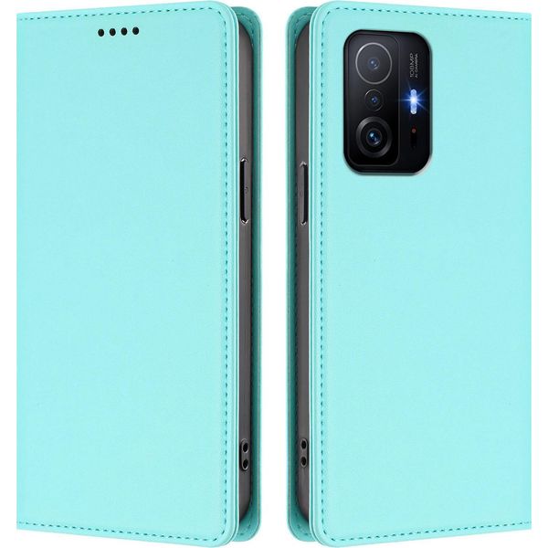 Custodia Per Xiaomi 11T / Xiaomi 11T Pro, Flip Cover In Finto Cuoio Antiurto Magnetica Con Supporto Turchese-image