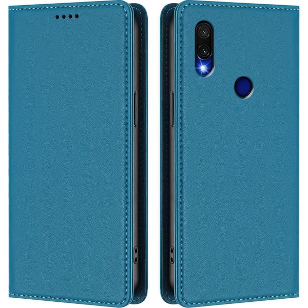 Custodia In Pelle Per Xiaomi Redmi 7, Custodia Magnetica In Finto Cuoio Flip Con Supporto Lake Blu-image