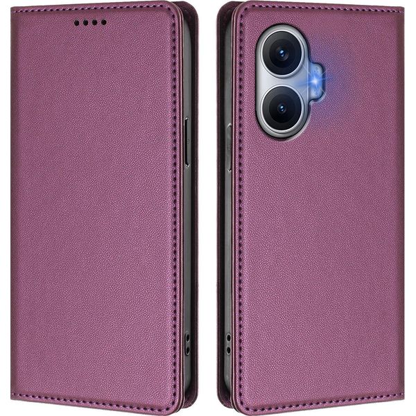 Custodia In Pelle Per Xiaomi Poco F7/Redmi Turbo 4 Pro, Custodia Flip Magnetica In Finto Cuoio Con Supporto Viola-image