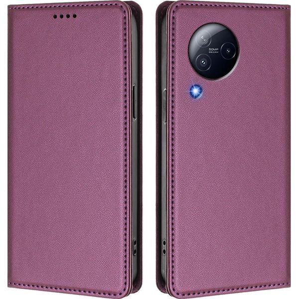 Custodia In Pelle Per Xiaomi Civi 3, Custodia Magnetica In Finto Cuoio Con Supporto Viola-image