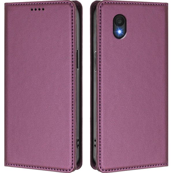 Custodia Per Telefono Cellulare Per Tcl 201, Flip Cover In Finto Cuoio Antiurto Magnetica Con Supporto Viola-image