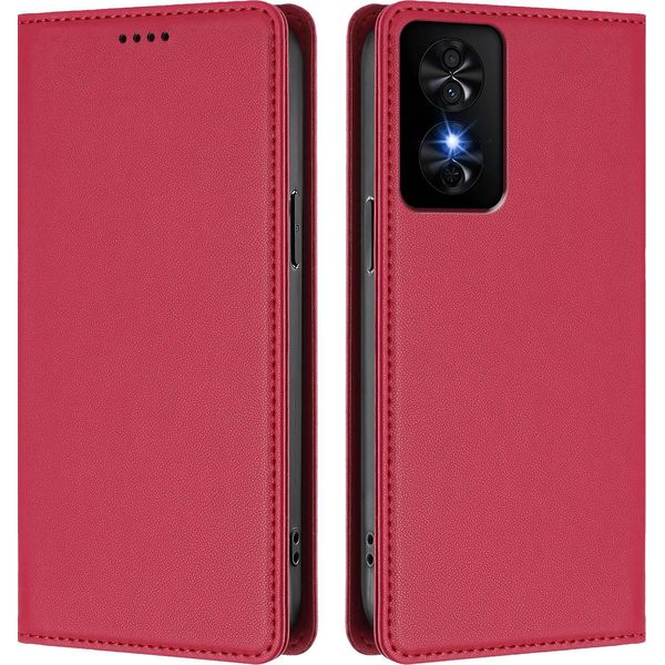 Custodia Per Cellulare Per Tcl 50 Se/Tcl 40 Nxtpaper, Custodia Magnetica Antiurto In Finto Cuoio Flip Cover Con Supporto Rosso-image
