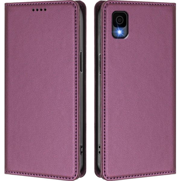 Custodia Per Telefono Cellulare Per Tcl 30Z, Flip Cover In Finto Cuoio Antiurto Custodia Magnetica Con Supporto Viola-image