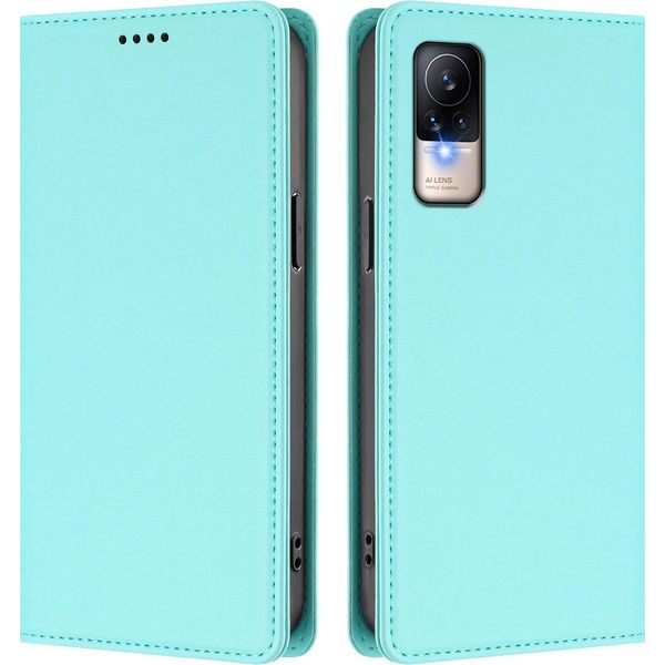 Custodia Per Xiaomi Civi 1S, Flip Cover In Finto Cuoio Antiurto Magnetica Con Supporto Turchese-image