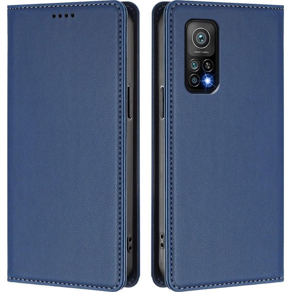Custodia Per Xiaomi Mi 10T / Mi 10T Pro, Flip Cover In Finto Cuoio Antiurto Magnetica Con Supporto Blu Scuro-image
