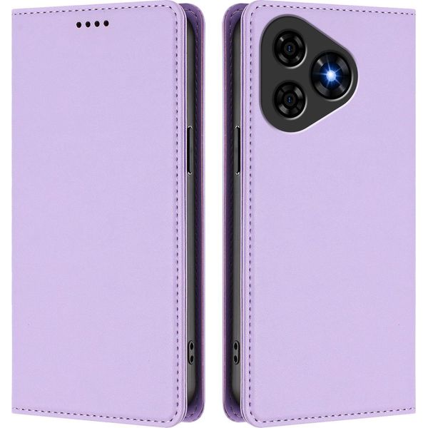 Custodia Per Telefono Cellulare Per Ulefone Note 19, Flip Cover In Finto Cuoio Antiurto Magnetica Con Supporto Viola-image