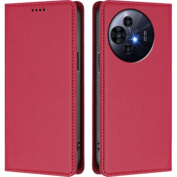 Custodia Per Cellulare Per Tcl 50 Pro Nxtpaper, Flip Cover In Finto Cuoio Antiurto Magnetica Con Supporto Rosso-image