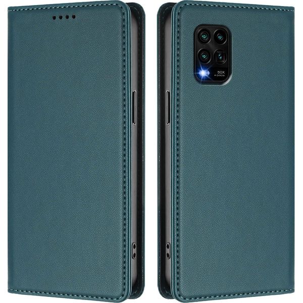 Custodia Per Xiaomi Mi 10 Lite, Flip Cover In Finto Cuoio Antiurto E Magnetica Con Supporto Verde-image