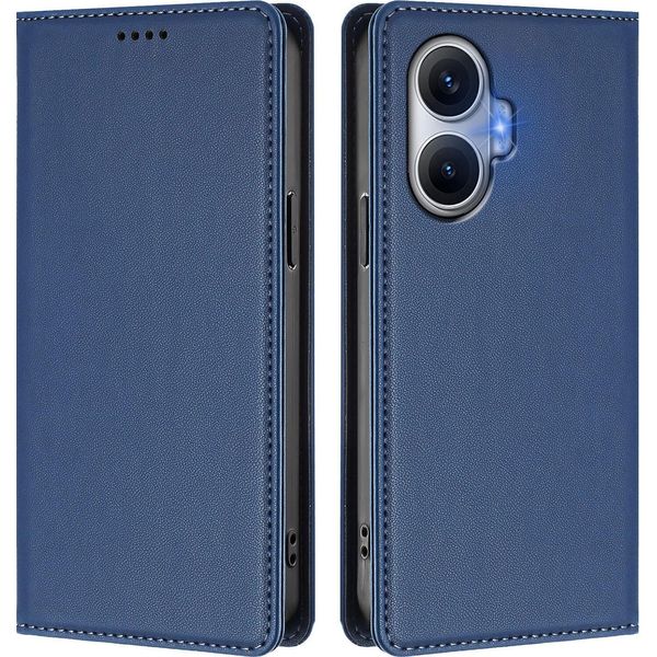 Custodia Per Xiaomi Poco F7/Redmi Turbo 4 Pro, Flip Cover In Finto Cuoio Antiurto Magnetica Con Supporto Blu Scuro-image