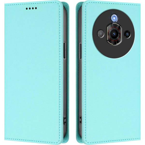 Custodia Per Telefono Cellulare Per Zte Nubia Focus Pro 5G, Custodia Magnetica Antiurto In Finto Cuoio Flip Cover Con Supporto Turchese-image