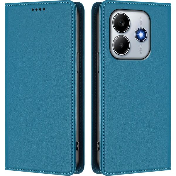 Custodia Per Xiaomi Poco M7 Pro 5G/Redmi Note 14 5G, Flip Cover In Finto Cuoio Antiurto Magnetica Con Supporto Blu-image
