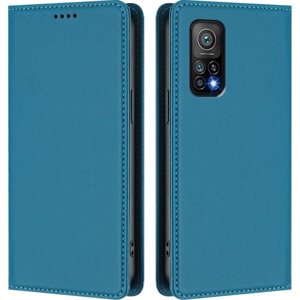 Custodia In Pelle Per Xiaomi Mi 10T / Mi 10T Pro, Custodia Flip Magnetica In Finto Cuoio Con Supporto Lago Blu-image