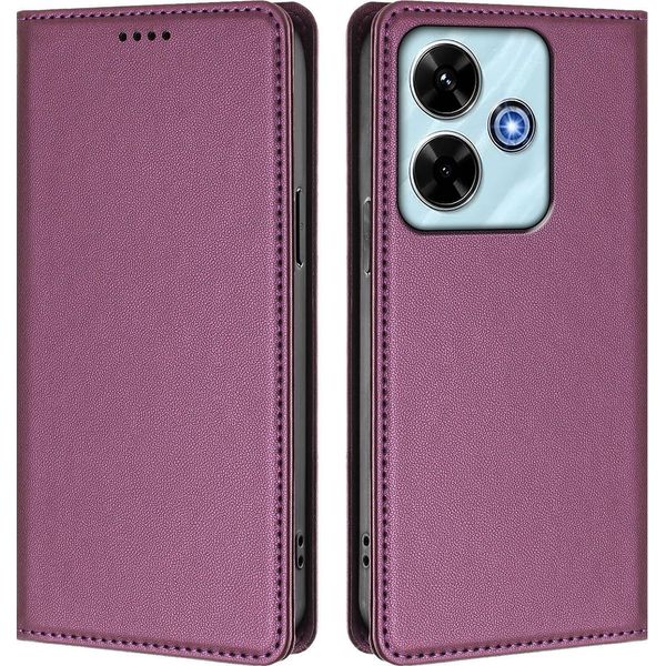 Custodia Per Xiaomi Redmi 13 4G, Flip Cover In Finto Cuoio Antiurto Magnetica Con Supporto Viola-image