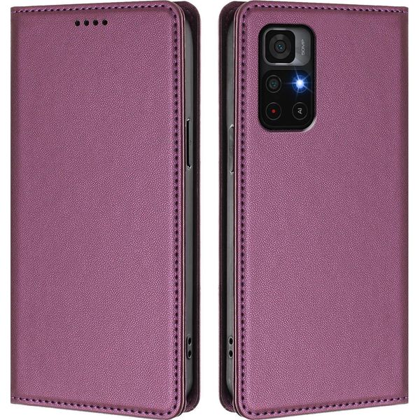 Custodia In Pelle Per Xiaomi Poco M4 Pro 5G/Redmi Note 11 5G, Custodia Flip Magnetica In Finto Cuoio Con Supporto Viola-image